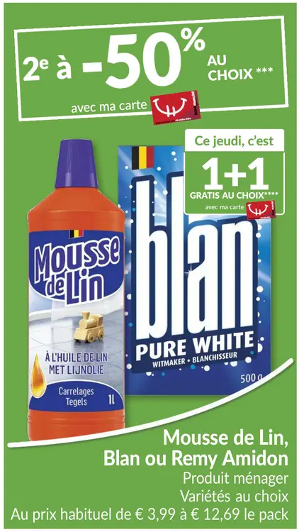 Offre: Mousse de Lin, Blan ou Remy Amidon