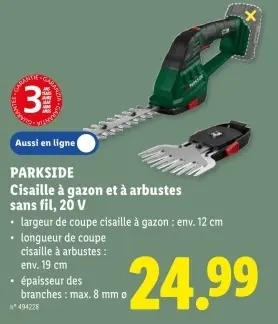 Offre: Cisaille à gazon et à arbustes sans fil, 20 V