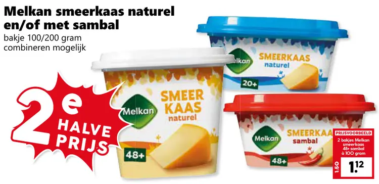 Aanbieding: Smeerkaas naturel en/of met sambal
