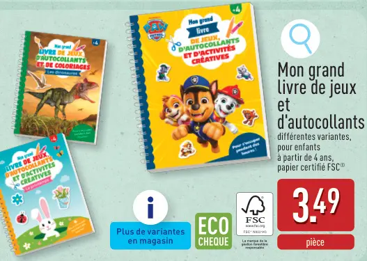 Offre: Mon grand livre de jeux et d'autocollants