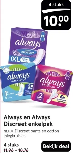 Aanbieding: Always en Always Discreet enkelpak