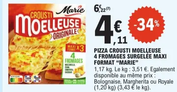 Offre: Pizza crousti moelleuse 4 fromages surgelée m