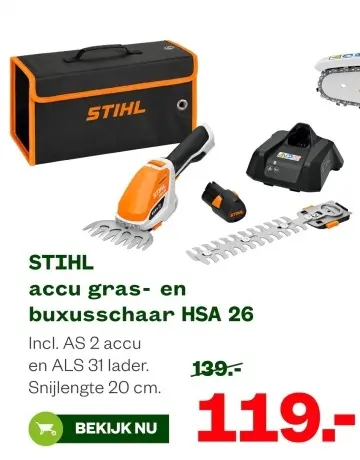 Aanbieding: Accu gras- en buxusschaar HSA 26