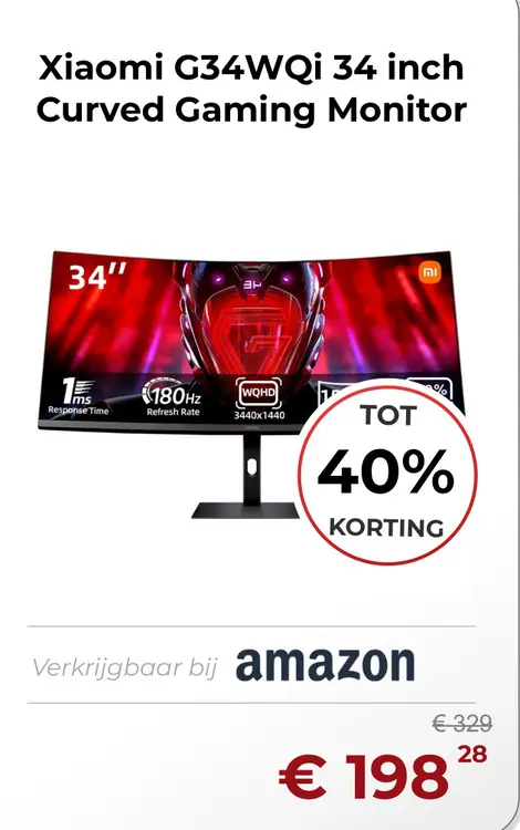 Aanbieding: G34WQi 34 inch Curved Gaming Monitor
