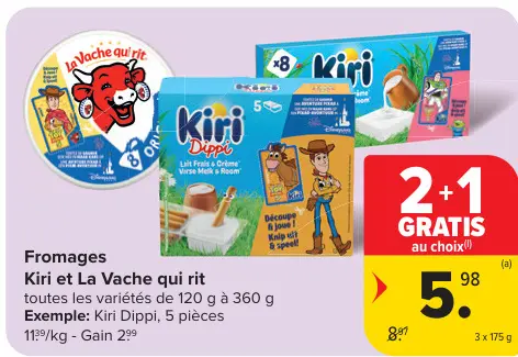 Offre: Fromages Kiri et La Vache qui rit