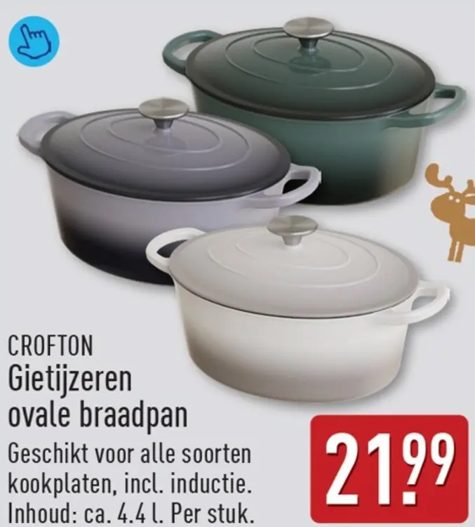 Aanbieding: Gietijzeren ovale braadpan
