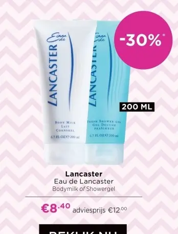Aanbieding: Eau de Lancaster Bodymilk of Showergel