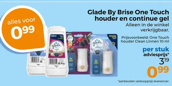 Aanbieding: Glade By Brise One Touch houder en continue gel