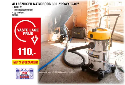 Promotie: Powerplus POWX3240 alleszuiger 1200W 30l