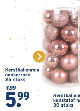 Aanbieding: Kerstballenmix donkerroze