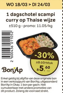 Promotie: Dagschotel scampi curry op Thaise wijze