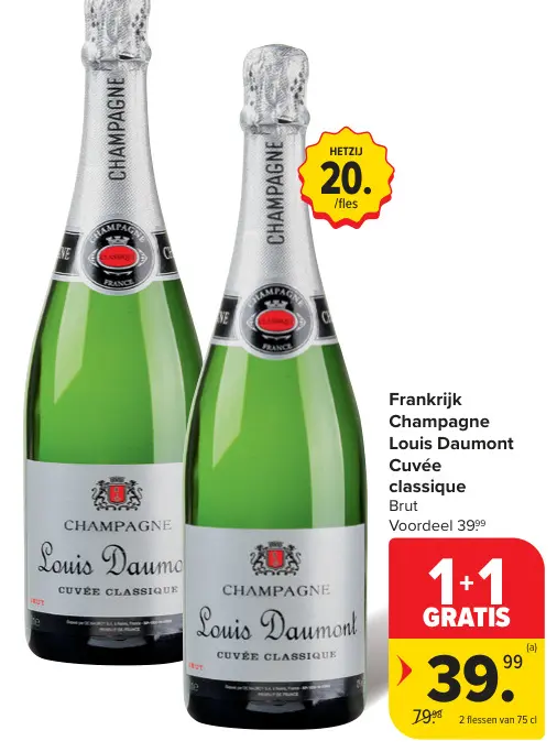 Promotie: Champagne Louis Daumont Cuvée classique Brut