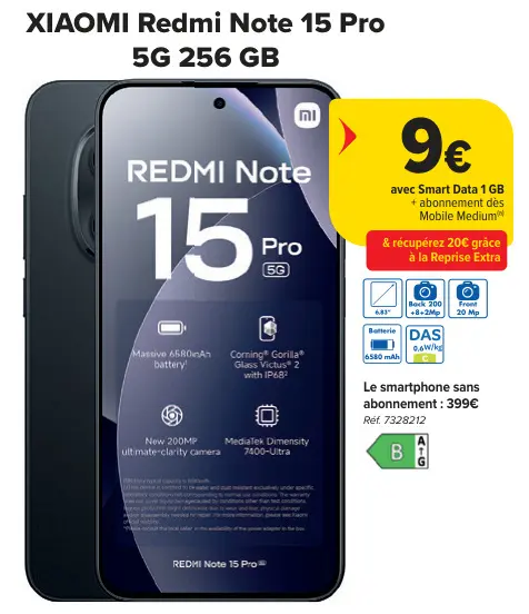 Offre: Redmi Note 15 Pro 5G 256 GB