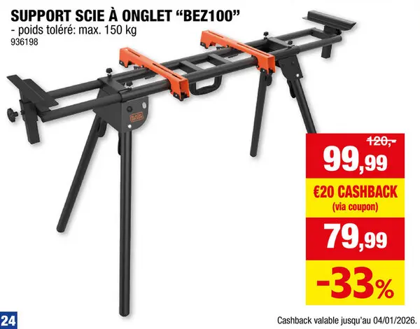 Offre: Black+Decker BEZ100-XJ support pour scie à  onglet radiale