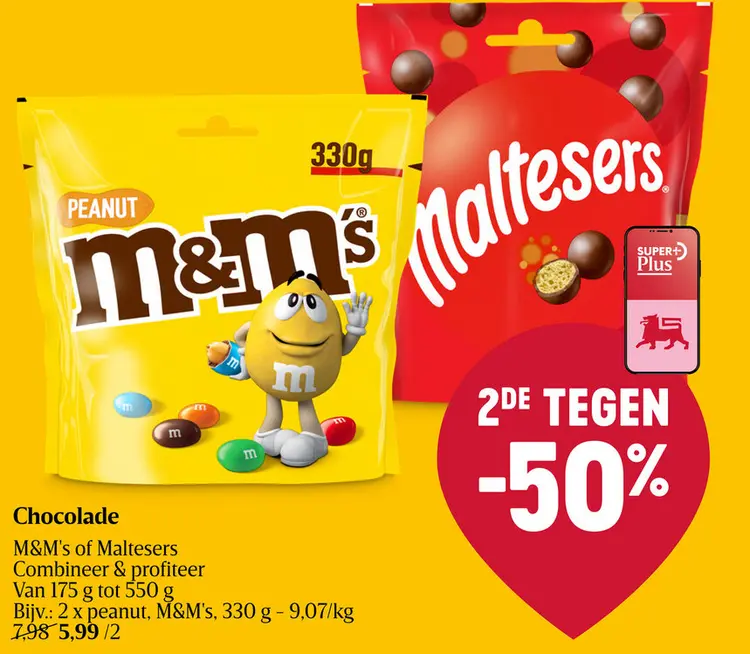 Promotie: Chocolade M&M's of Maltesers