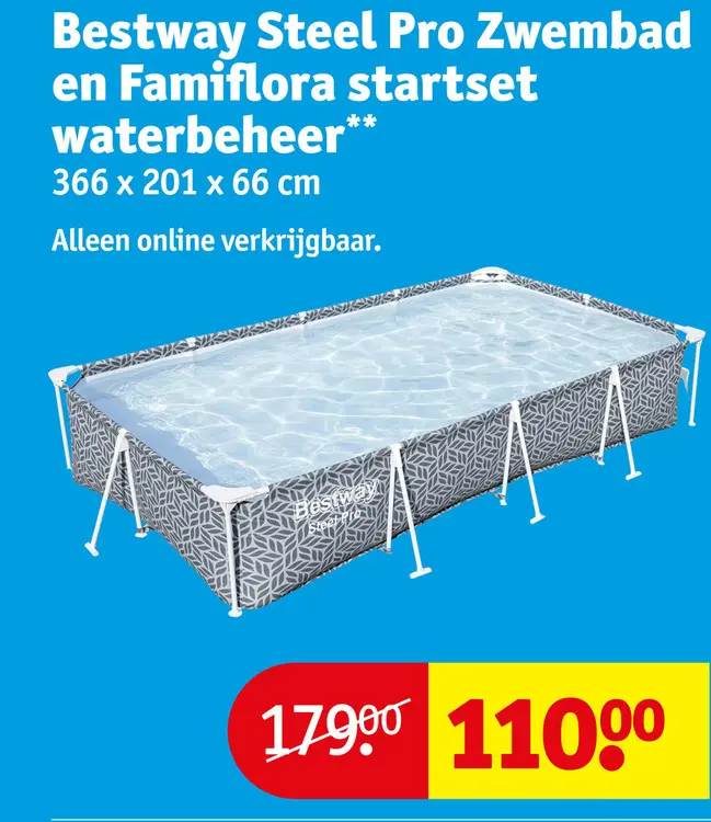 Aanbieding: Steel Pro Zwembad en Famiflora startset waterbeheer