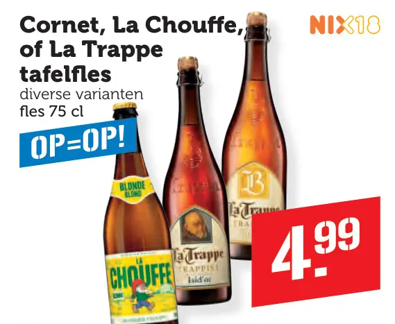 Aanbieding: Cornet, La Chouffe, of La Trappe tafelfles