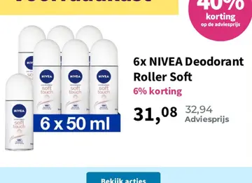 Aanbieding: NIVEA Deodorant Roller Soft