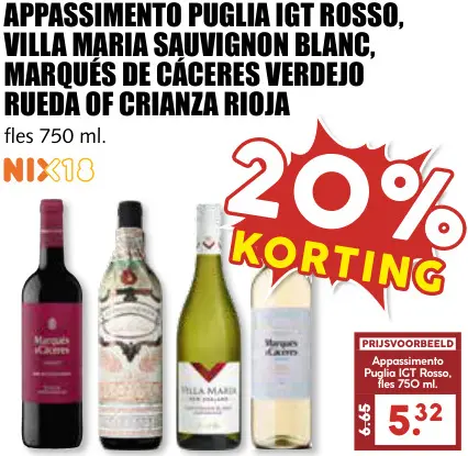 Aanbieding: Villa Maria & Marqués de Cáceres Appassimento Puglia Igt Rosso, Villa Maria Sauvignon Blanc, Marqués De Cáceres Verdejo Rueda Of Crianza Rioja