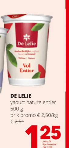 Offre: yaourt nature entier