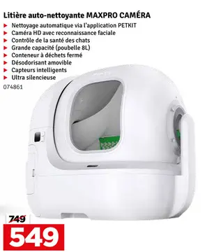 Aanbieding: Bac à litière autonettoyant Purobot Max Pro avec caméra PETKIT