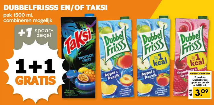 Aanbieding: Dubbelfrisss en/of Taksi