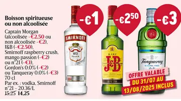 Offre: Boisson spiritueuse ou non alcoolisée