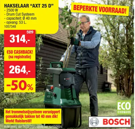 Aanbieding: Bosch AXT 25 D fluisterhakselaar 2500W
