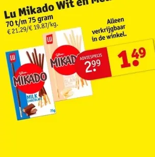 Aanbieding: Lu Mikado Wit en Melkchocolade