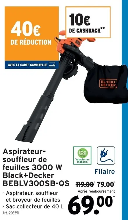 Offre: Aspirateur-souffleur de feuilles 3000 W