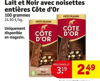 Offre: Lait et Noir avec noisettes entières