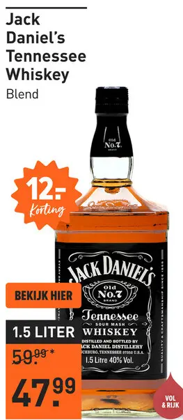 Aanbieding: Jack Daniel's Tennessee Whiskey