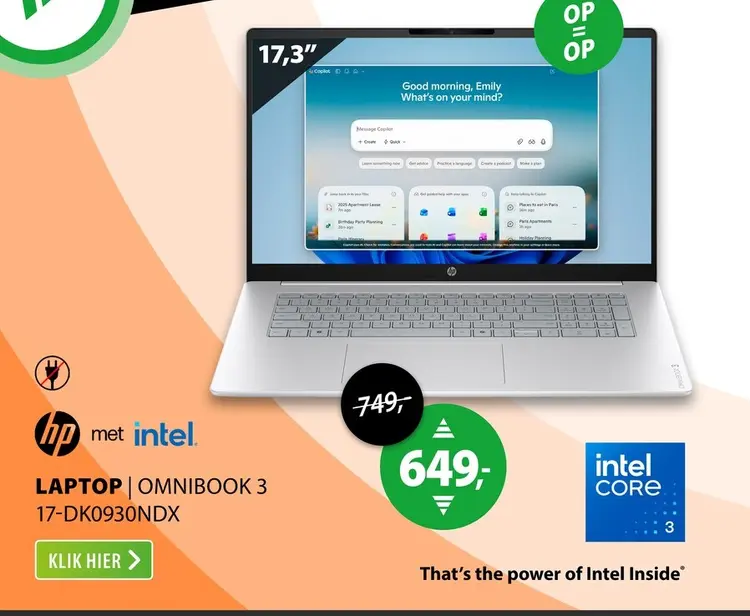 Aanbieding: HP OmniBook 3 Laptop 17-dk0930ndx