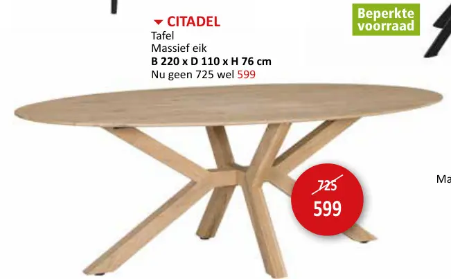Promotie: Tafel Massief eik