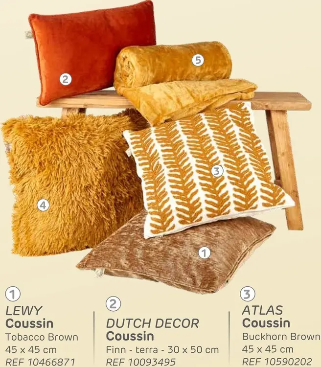 Offre: LEWY, DUTCH DECOR & ATLAS Coussin