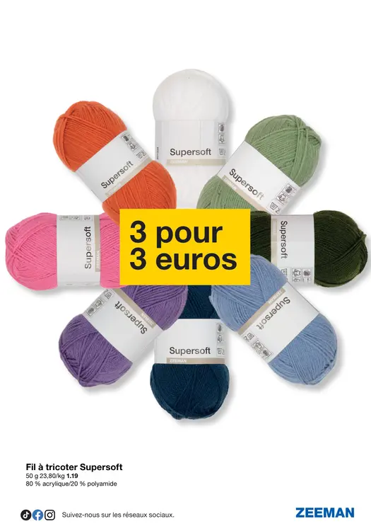 Offre: Fil à tricoter Supersoft