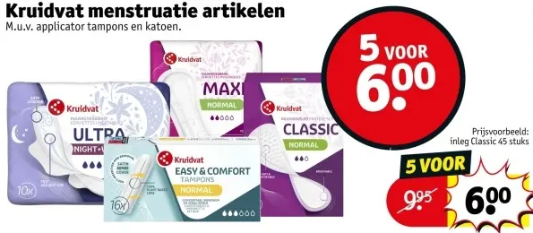 Aanbieding: Menstruatie artikelen