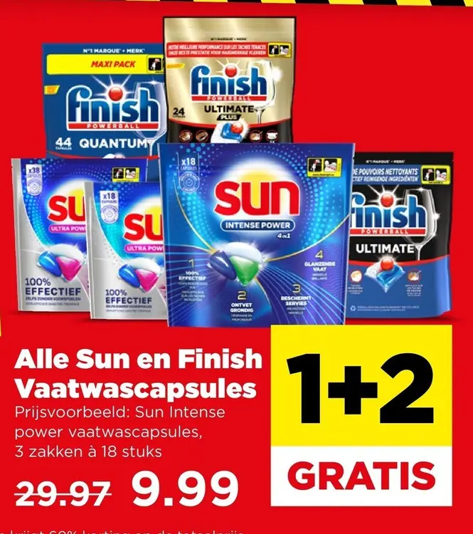 Aanbieding: Alle Sun en Finish Vaatwascapsules