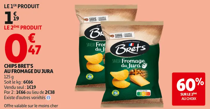 Offre: Chips bret's au fromage du jura