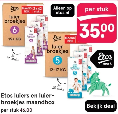 Aanbieding: Etos luiers en luierbroekjes maandbox