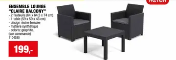 Offre: Keter Claire ensemble de balcon graphite