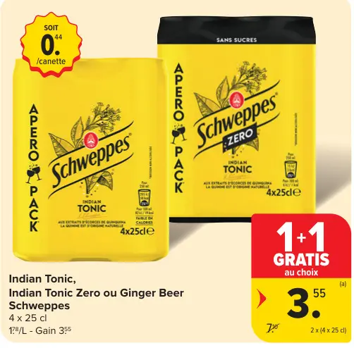 Offre: Indian Tonic, Indian Tonic Zero ou Ginger Beer