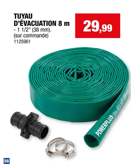 Offre: Powerplus tuyau de refoulement 10m 1 1/2" (38mm)