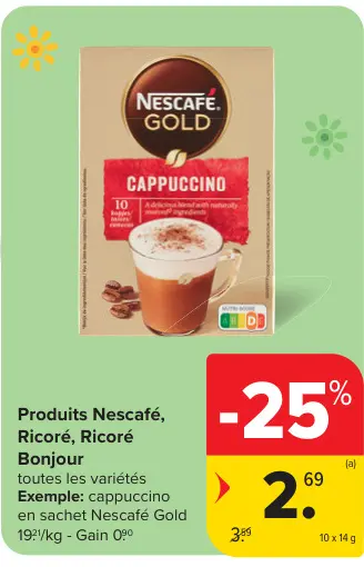 Offre: Cappuccino en sachet