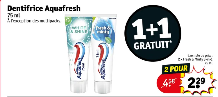 Offre: Dentifrice Aquafresh