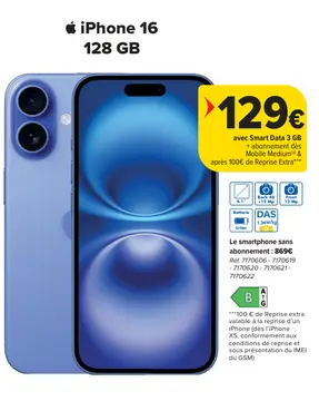 Offre: iPhone 16 128 GB