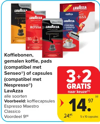 Promotie: Koffiebonen, gemalen koffie, pads of capsules