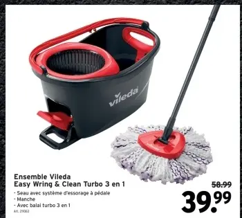 Offre: Ensemble Vileda Easy Wring & Clean Turbo 3 en 1