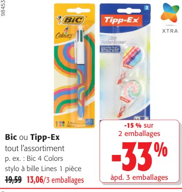 Offre: Bic ou Tipp-Ex tout l'assortiment