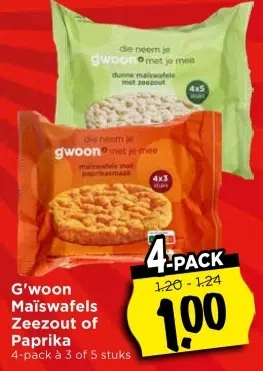 Aanbieding: Maïswafels Zeezout of Paprika